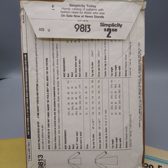 Vintage Sewing PATTERN Simplicity 9813, Time Saver Stretch Knit 1980 Pullover - Picture 3 of 6